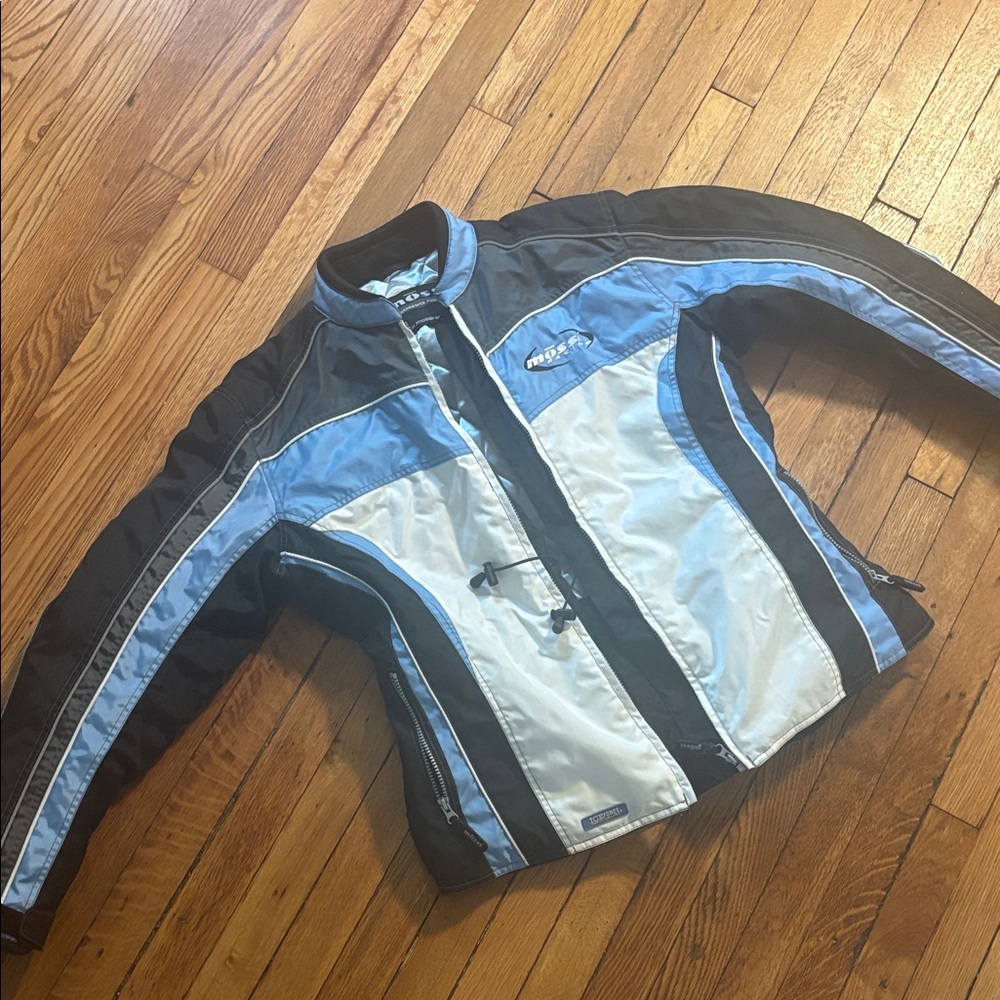 Mossi Black and Light Blue/white snowmobile Jacket